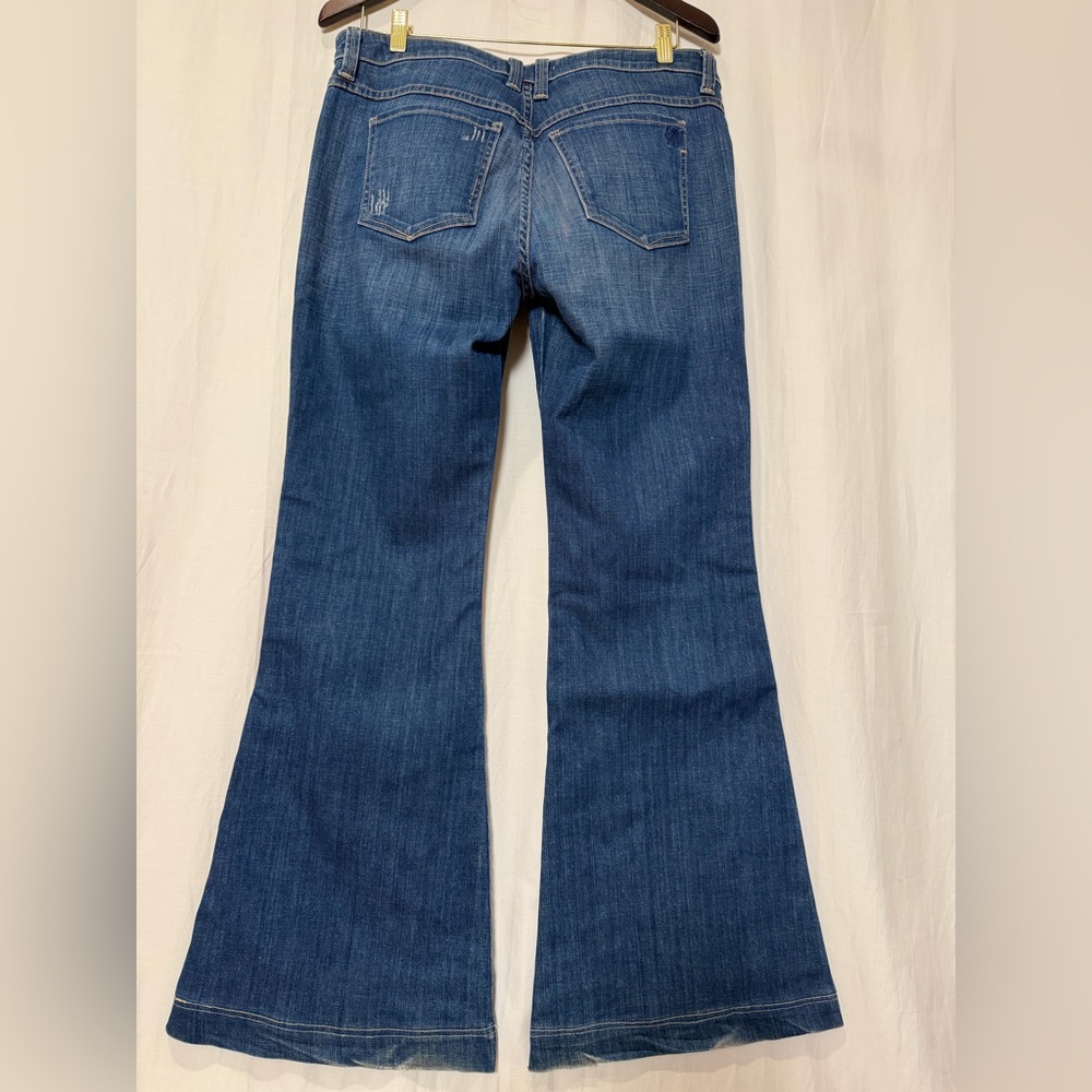 Frankie B. Boot Cut Blue Denim Jeans Patch Pockets in Front - Made In USA - 32 - Picture 2 of 16